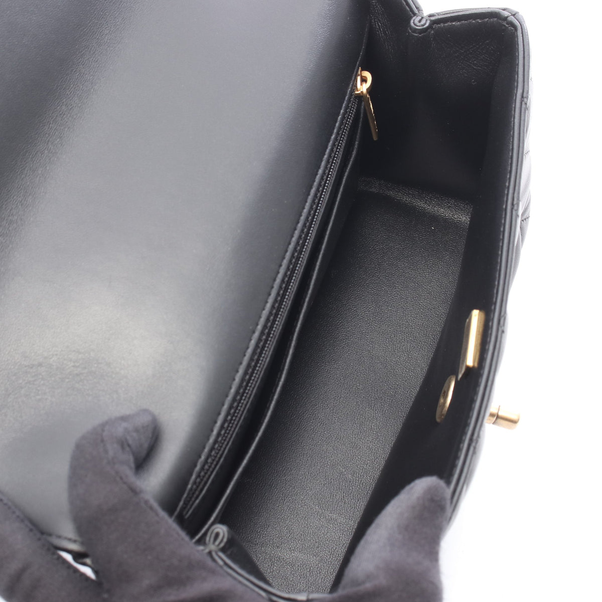 トップハンドル マトラッセ 2WAY チェーンショルダーバッグ ラムスキン ブラック ゴールド金具 シャネル