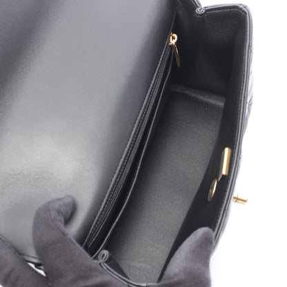 トップハンドル マトラッセ 2WAY チェーンショルダーバッグ ラムスキン ブラック ゴールド金具 シャネル