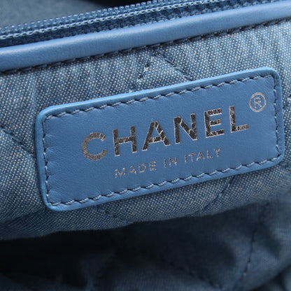シャネル22 バックパック ナップサック デニム ブルー シルバー金具 シャネル