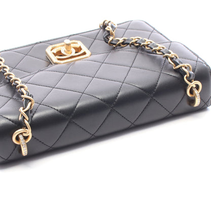 マトラッセ チェーンショルダーバッグ ラムスキン ブラック ゴールド金具 シャネル