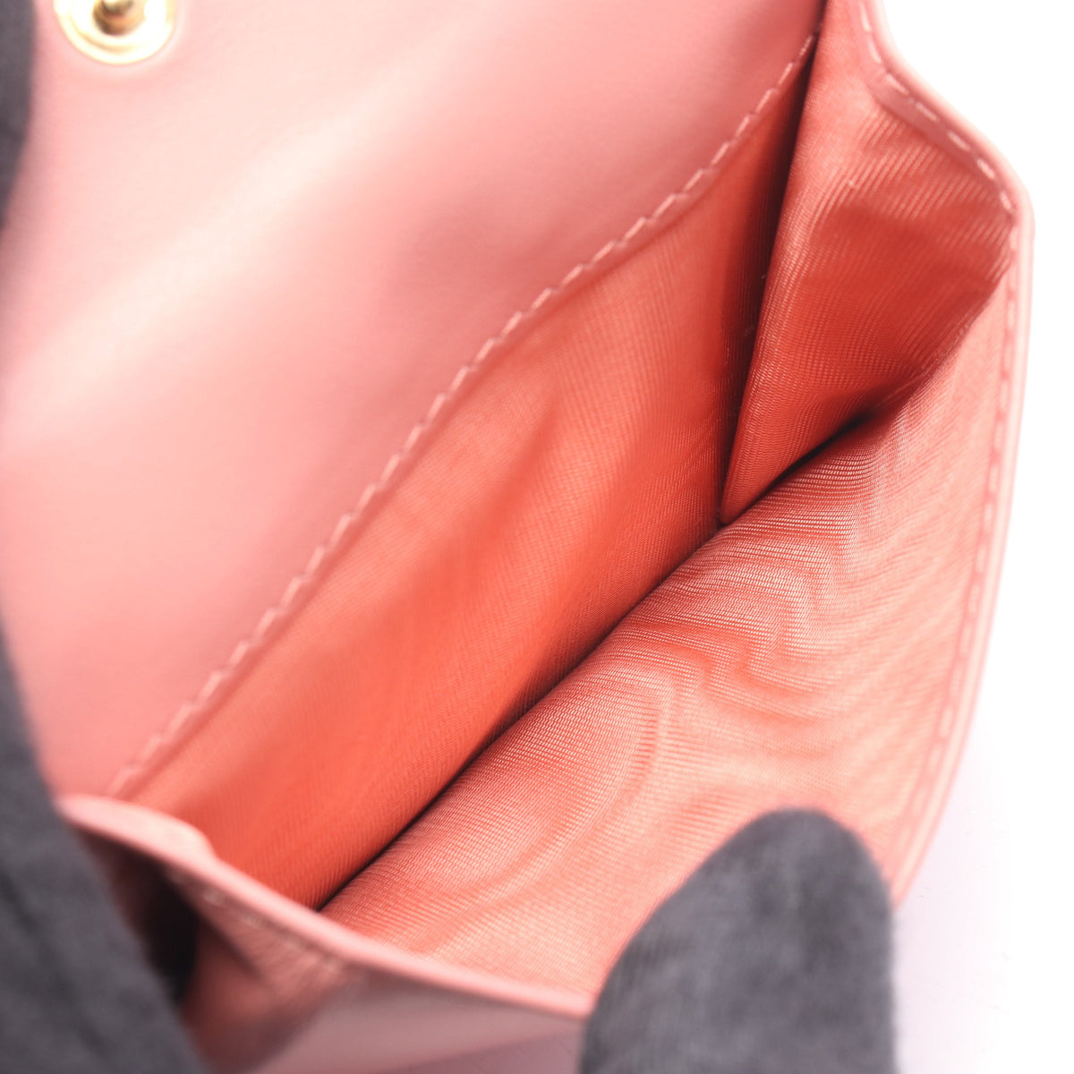 SOFTY LOGO 三つ折り財布 レザー ピンク ブラウン ミュウミュウ