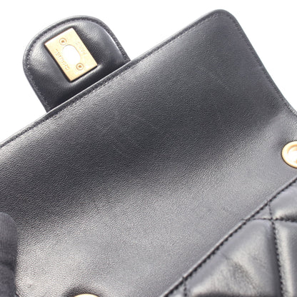 マトラッセ スモールフラップ チェーンショルダーバッグ ラムスキン ブラック ゴールド金具 シャネル