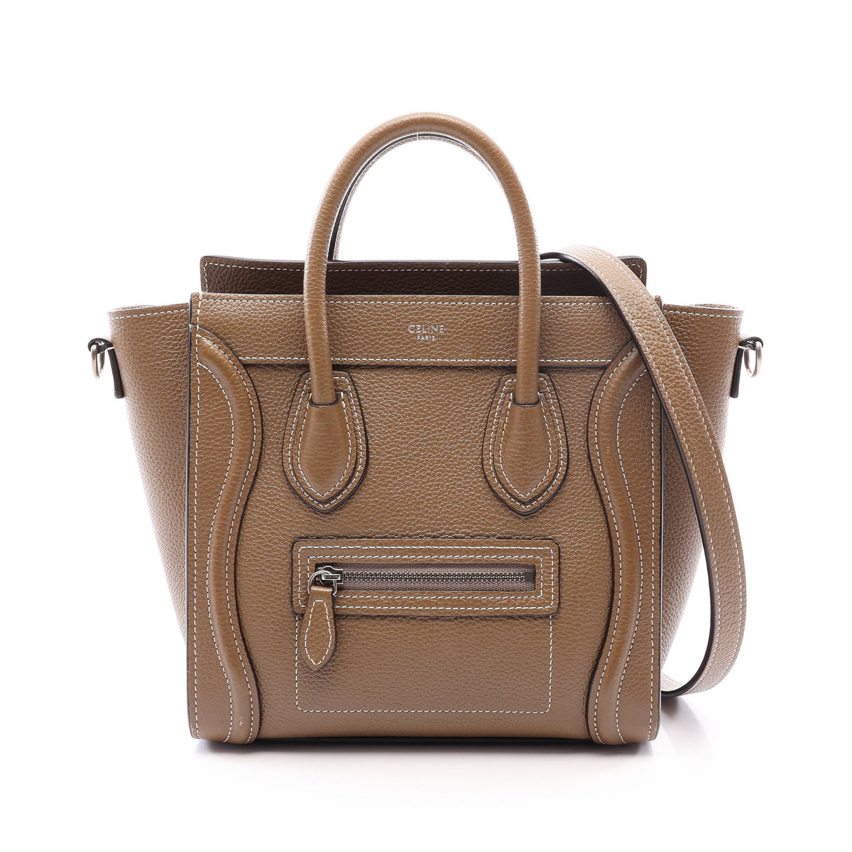 ラゲージ ナノショッパー 2WAY ハンドバッグ レザー グレーブラウン セリーヌ バッグ CELINE