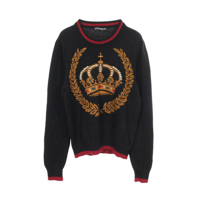 KING クラウン ニット カシミヤ ウール ブラック ドルチェアンドガッバーナ