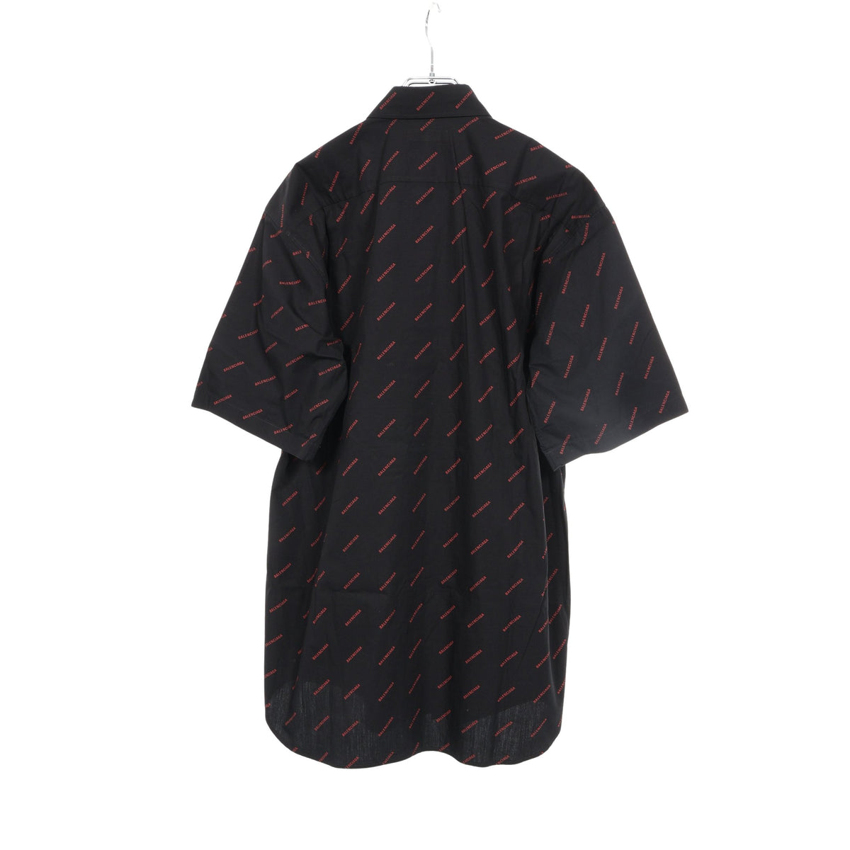 ロゴ総柄 半袖 シャツ コットン ブラック レッド バレンシアガ トップス BALENCIAGA