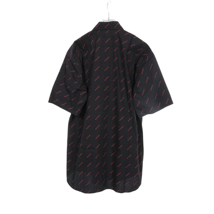 ロゴ総柄 半袖 シャツ コットン ブラック レッド バレンシアガ トップス BALENCIAGA