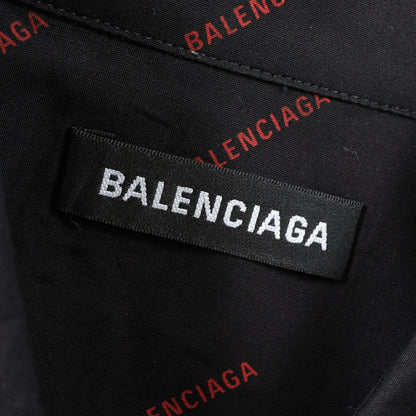 ロゴ総柄 半袖 シャツ コットン ブラック レッド バレンシアガ トップス BALENCIAGA