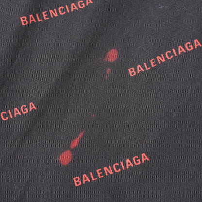 ロゴ総柄 半袖 シャツ コットン ブラック レッド バレンシアガ トップス BALENCIAGA