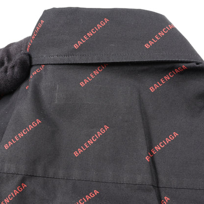 ロゴ総柄 半袖 シャツ コットン ブラック レッド バレンシアガ トップス BALENCIAGA