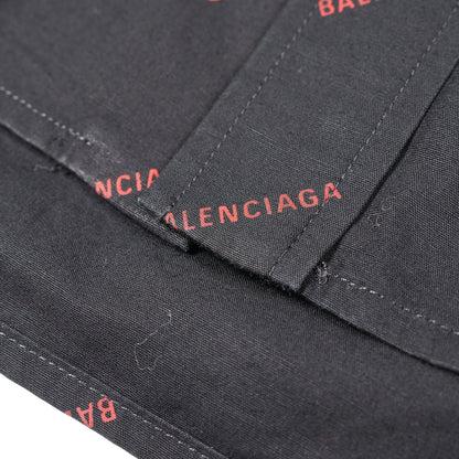 ロゴ総柄 半袖 シャツ コットン ブラック レッド バレンシアガ トップス BALENCIAGA