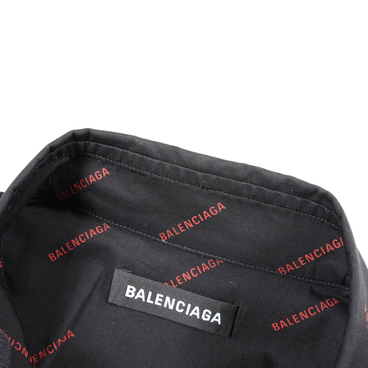 ロゴ総柄 半袖 シャツ コットン ブラック レッド バレンシアガ トップス BALENCIAGA