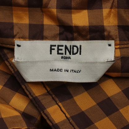 ギンガムチェック ジャンプスーツ オールインワン シルク オレンジ ブラウン フェンディ ワンピース FENDI
