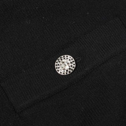 ココマークボタン 刺繍 カーディガン カシミヤ ブラック シャネル