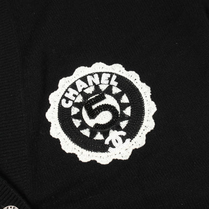 ココマークボタン 刺繍 カーディガン カシミヤ ブラック シャネル