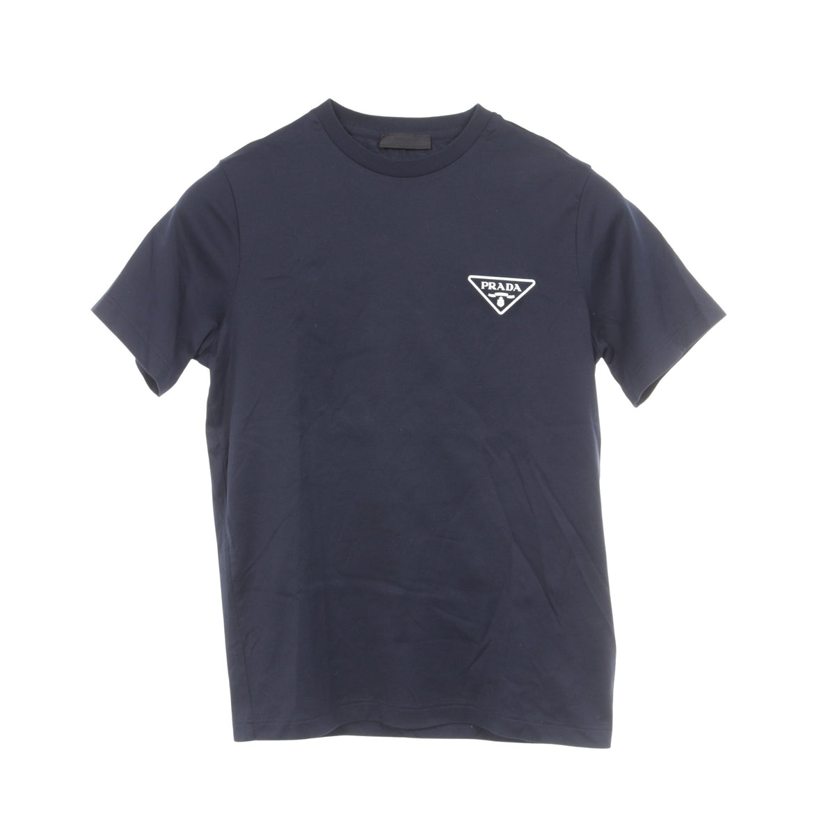 トライアングルロゴ 半袖Tシャツ コットン ネイビー プラダ