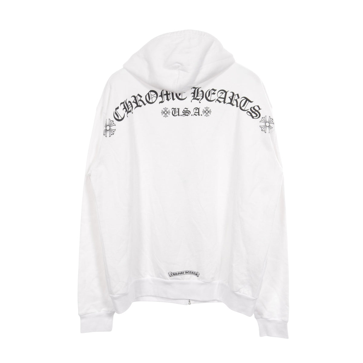 バックアーチロゴ 裏起毛 ジップアップパーカー コットン ホワイト クロムハーツ