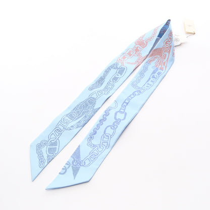 ツイリー Boucle et Maillon リボン スカーフ シルク ライトブルー ネイビー オレンジ エルメス