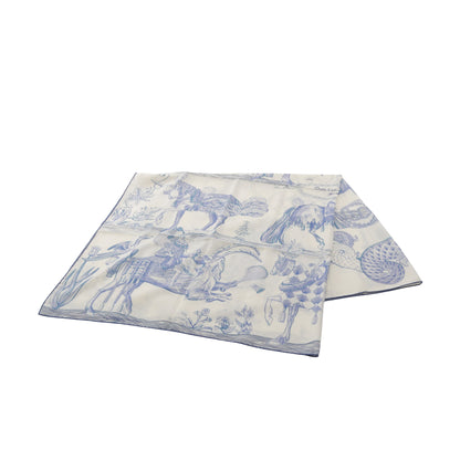 カレジェアン カレ140 Della Cavalleria Favolosa スカーフ ショール カシミヤ シルク オフホワイト ブルー エルメス