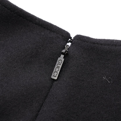 長袖 ベルト付き ワンピース ウール ブラック グッチ