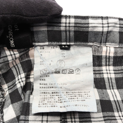 チェック柄 縮絨加工 テーパード パンツ コットン ホワイト ブラック トリココムデギャルソン