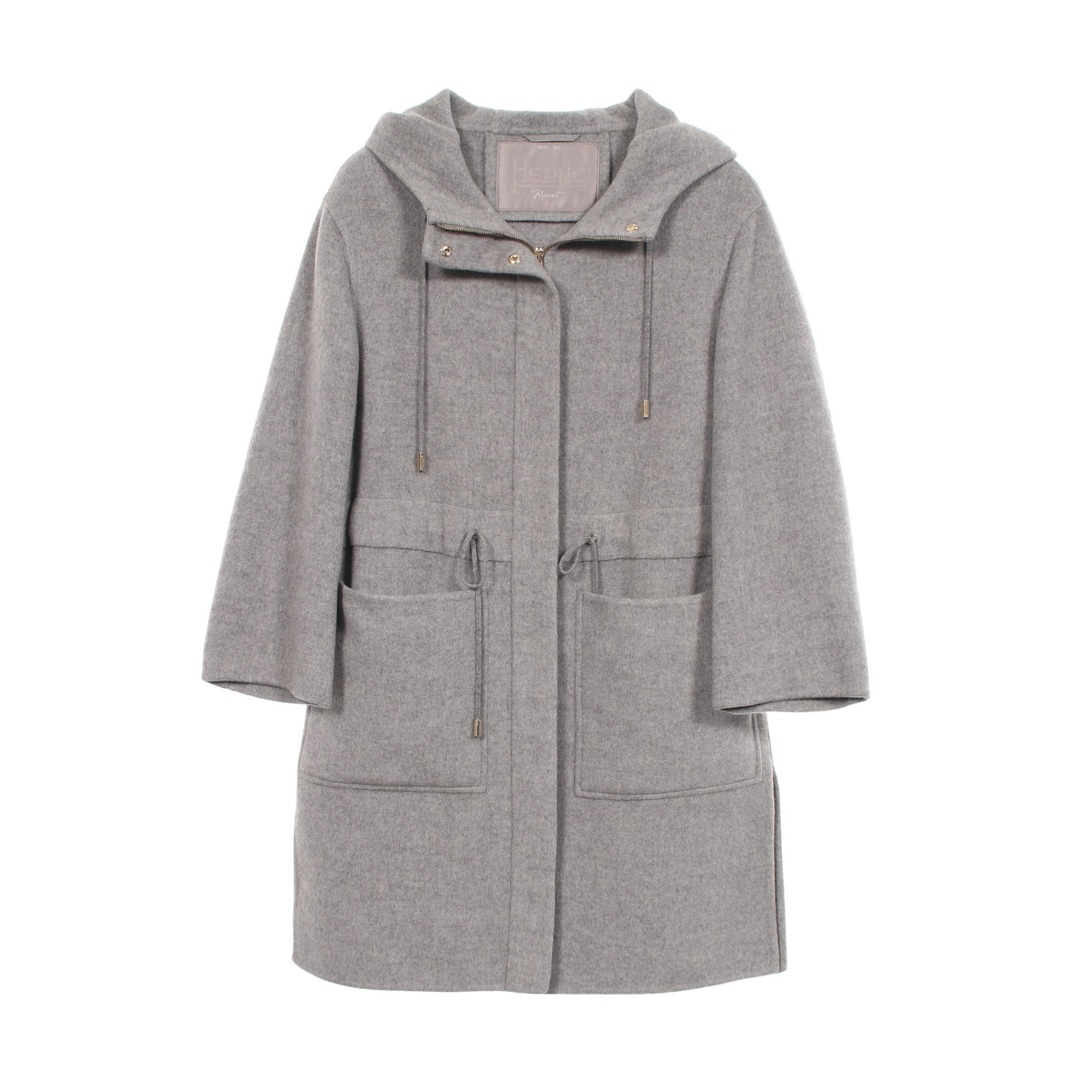 フーデッド ロングコート カシミヤ グレー ヘルノ