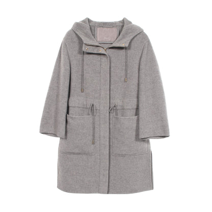 フーデッド ロングコート カシミヤ グレー ヘルノ
