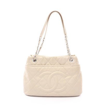 マトラッセ チェーンショルダーバッグ チェーントートバッグ キャビアスキン アイボリー シルバー金具 シャネル バッグ CHANEL