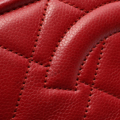 マトラッセ チェーンショルダーバッグ チェーントートバッグ キャビアスキン レッド シルバー金具 シャネル