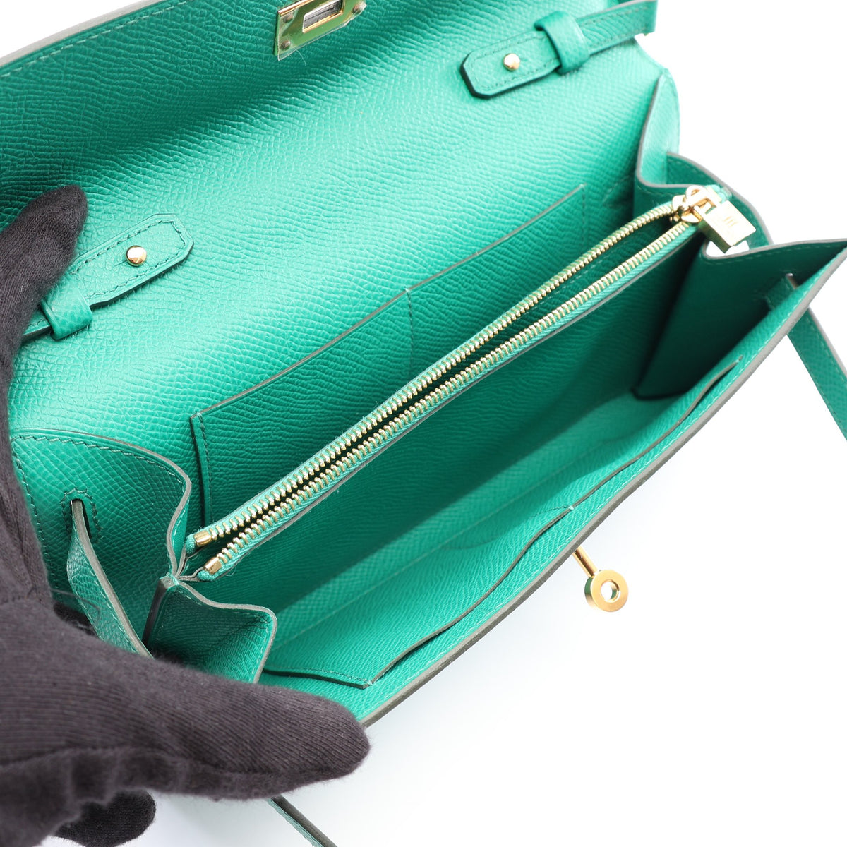 ケリートゥーゴー ヴェールジェイド ショルダーウォレット ヴォーエプソン グリーン ゴールド金具 U刻印 エルメス バッグ HERMES