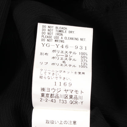 楊柳ジョーゼット クレープ ギャザー ケープ ブルゾン ブラック ワイズ アウター Y's