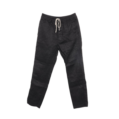 DRAWSTRING SLIM LONG イージーパンツ リネン ブラック リックオウエンス