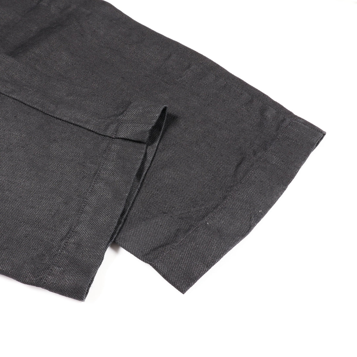 DRAWSTRING SLIM LONG イージーパンツ リネン ブラック リックオウエンス