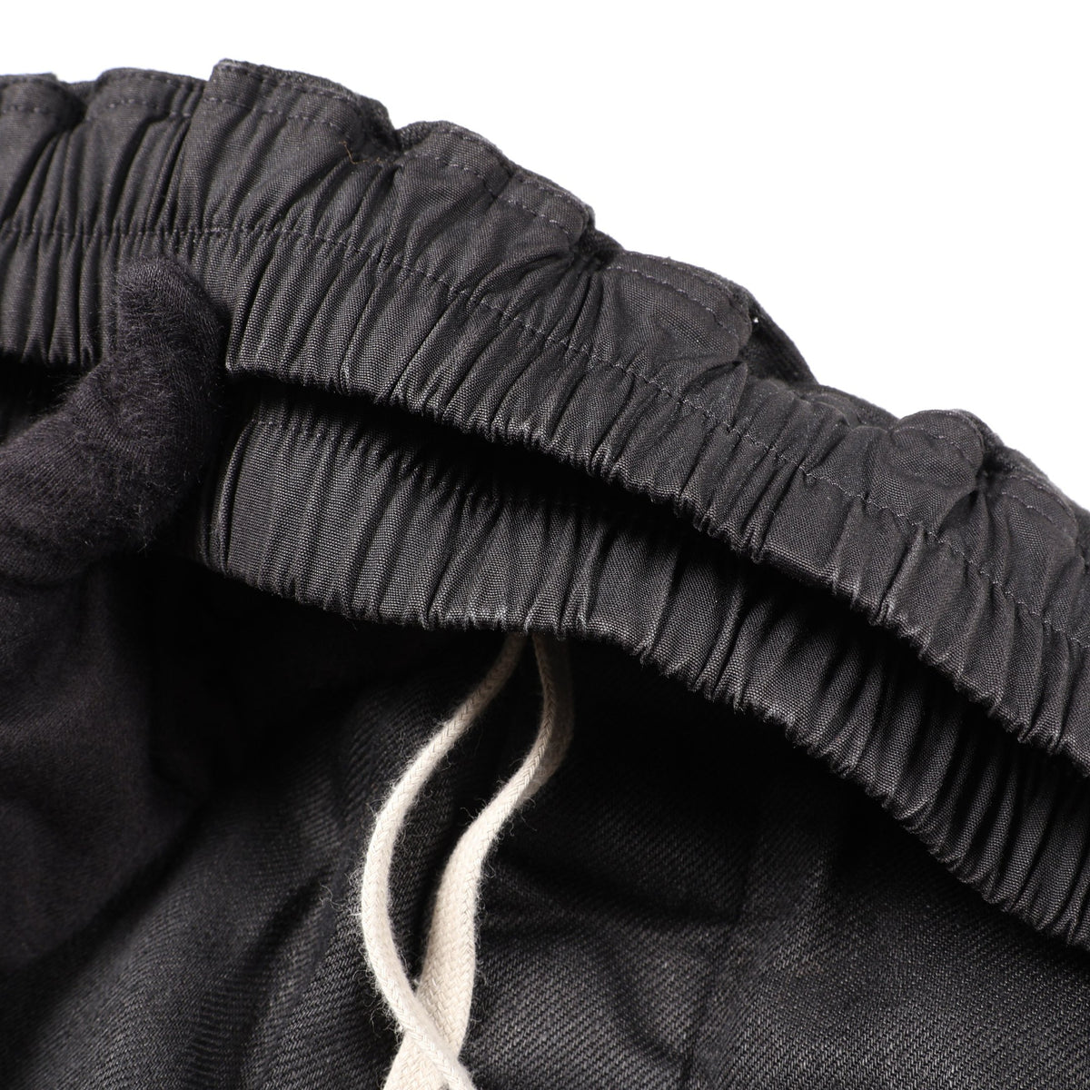 DRAWSTRING SLIM LONG イージーパンツ リネン ブラック リックオウエンス