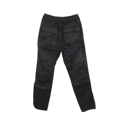 DRAWSTRING SLIM LONG イージーパンツ リネン ブラック リックオウエンス