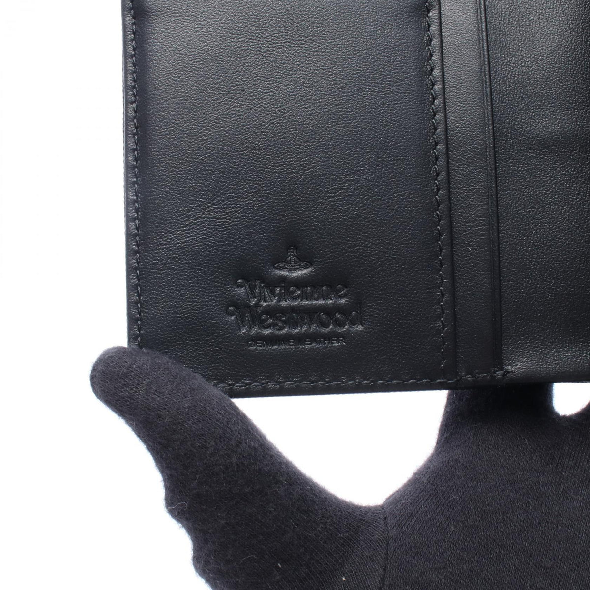 ZIP CARD WALLET オーブ 二つ折り財布 サフィアーノレザー ブラック ヴィヴィアンウエストウッド