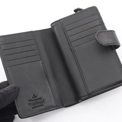 ZIP CARD WALLET オーブ 二つ折り財布 レザー ブラック ヴィヴィアンウエストウッド
