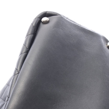 カンボンライン ミディアム ハンドバッグ トートバッグ レザー ブラック シルバー金具 シャネル