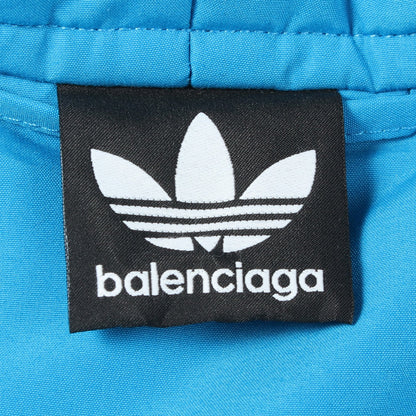 BALENCIAGA × adidas トレフォイル フード付き 中綿 ラップコート ガウンコート ブルー バレンシアガ