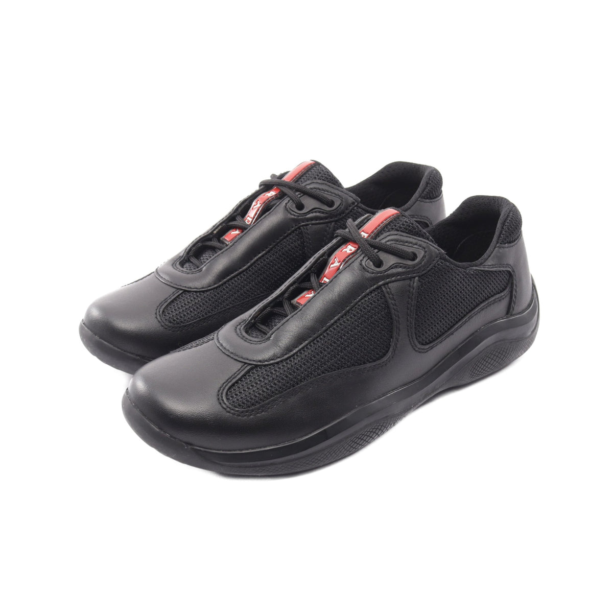 Americas Cup ローカットスニーカー ファブリック レザー ブラック プラダスポーツ リネアロッサ シューズ PRADA SPORT LINEA ROSSA
