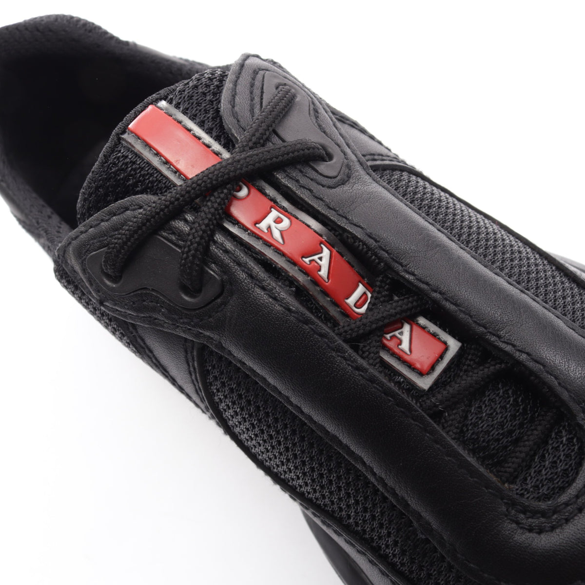 Americas Cup ローカットスニーカー ファブリック レザー ブラック プラダスポーツ リネアロッサ シューズ PRADA SPORT LINEA ROSSA