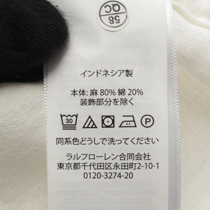 ポニー刺繍 長袖 シャツ リネン コットン ホワイト ラルフローレン