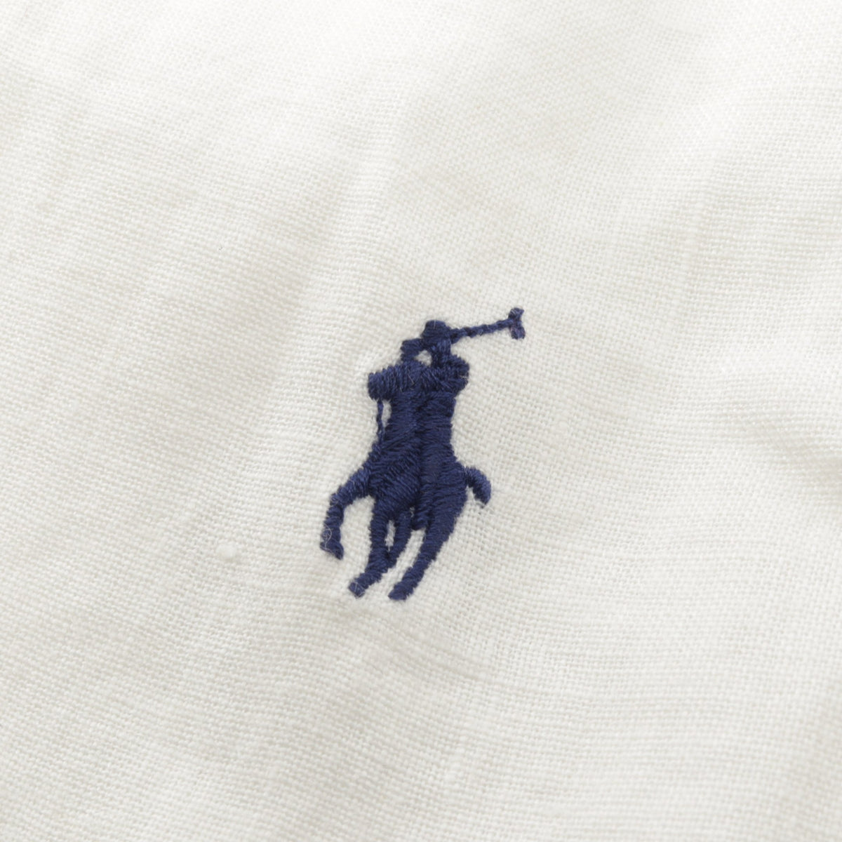ポニー刺繍 長袖 シャツ リネン コットン ホワイト ラルフローレン