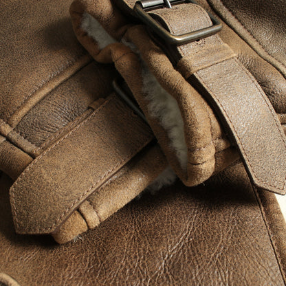 ボア ブルゾン レザージャケット レザー グレーブラウン ロエベ アウター LOEWE