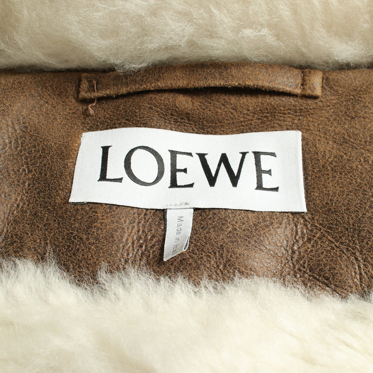ボア ブルゾン レザージャケット レザー グレーブラウン ロエベ アウター LOEWE