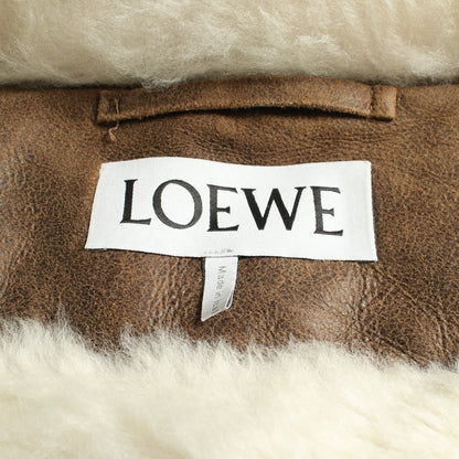 ボア ブルゾン レザージャケット レザー グレーブラウン ロエベ アウター LOEWE