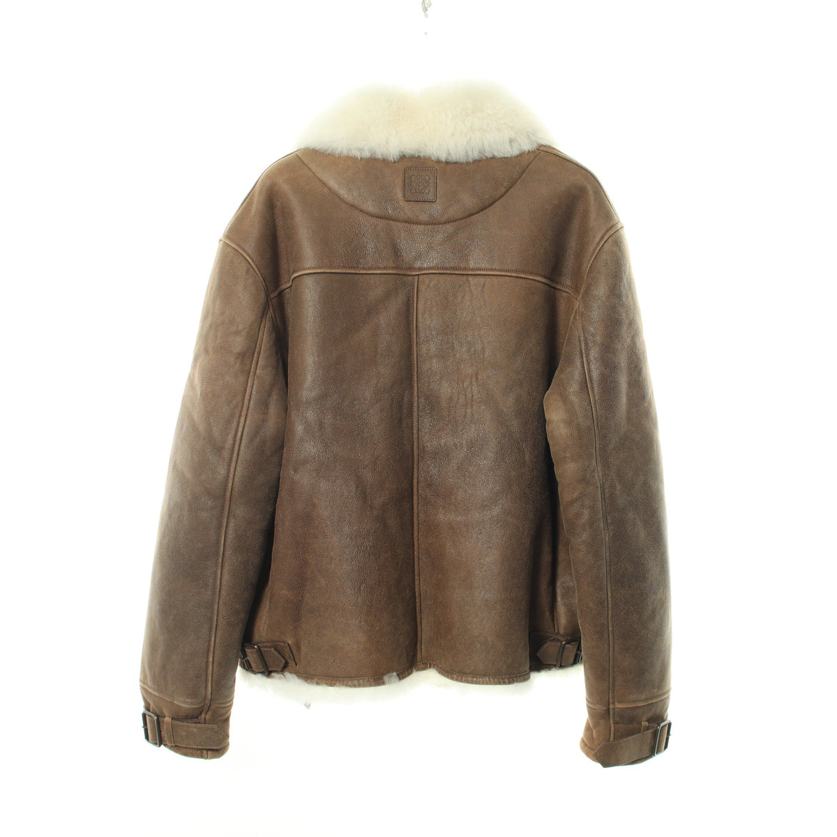 ボア ブルゾン レザージャケット レザー グレーブラウン ロエベ アウター LOEWE