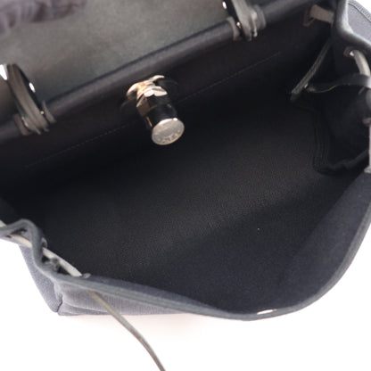 エールバッグジップPM 2WAY ハンドバッグ トワルミリタリー ヴァッシュハンター ブラック シルバー金具 B刻印 エルメス