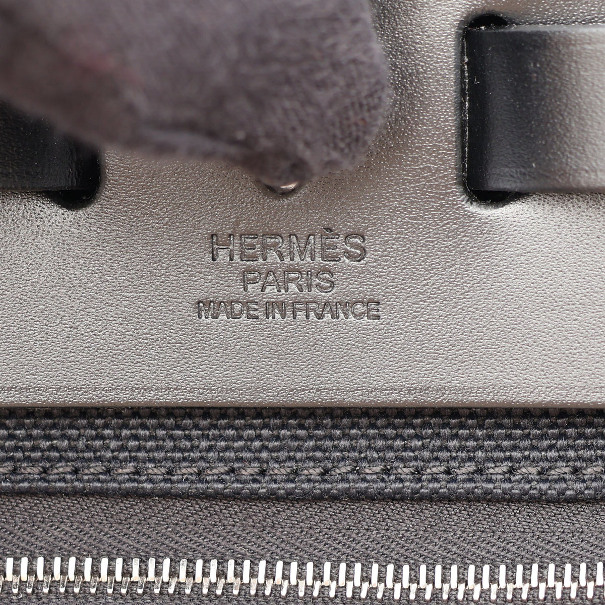 エールバッグジップPM 2WAY ハンドバッグ トワルミリタリー ヴァッシュハンター ブラック シルバー金具 B刻印 エルメス