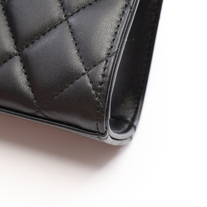 マトラッセ 2WAY チェーンショルダーバッグ ラムスキン ブラック ゴールド金具 シャネル