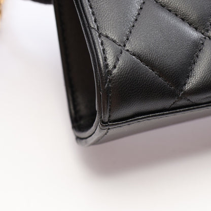 マトラッセ 2WAY チェーンショルダーバッグ ラムスキン ブラック ゴールド金具 シャネル